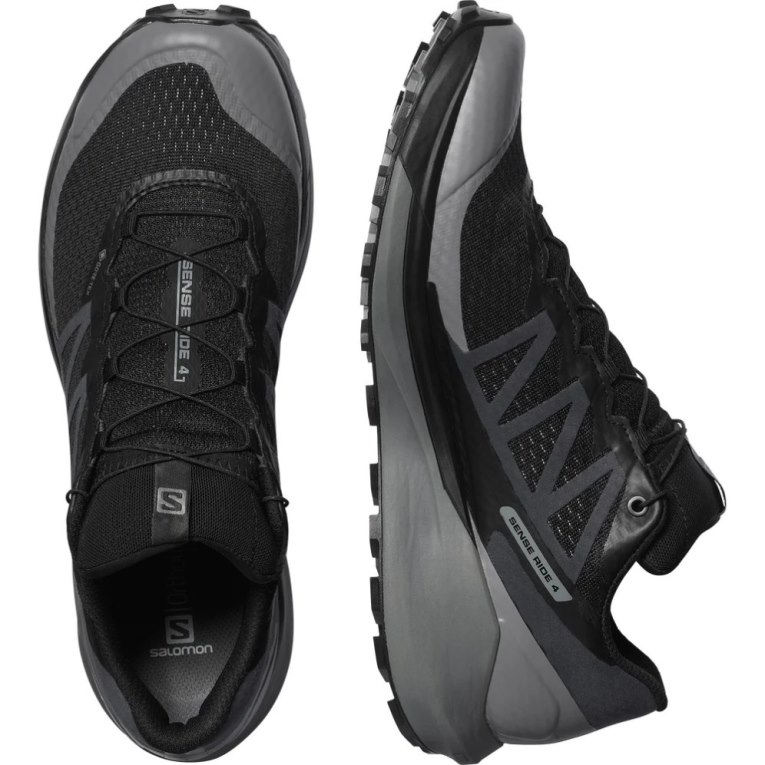 Black Salomon Sense Ride 4 GTX Invisible Fit Men's Trail Running Shoes | PH 20461V